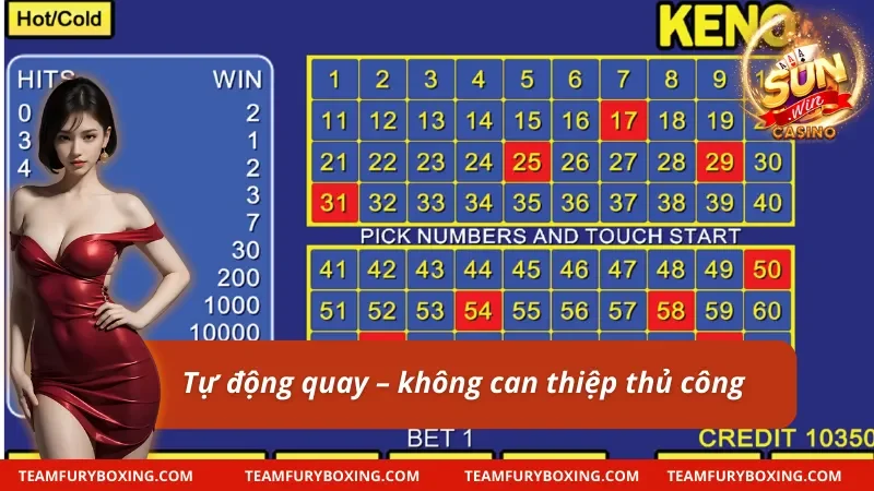 Giao diện tự quay số tự động đẳng cấp có tại quay số Keno Sunwin